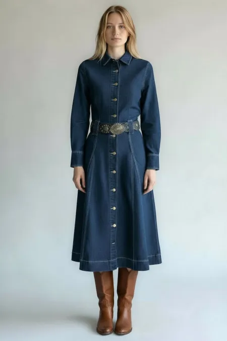 Vestido Denim con Cinturón