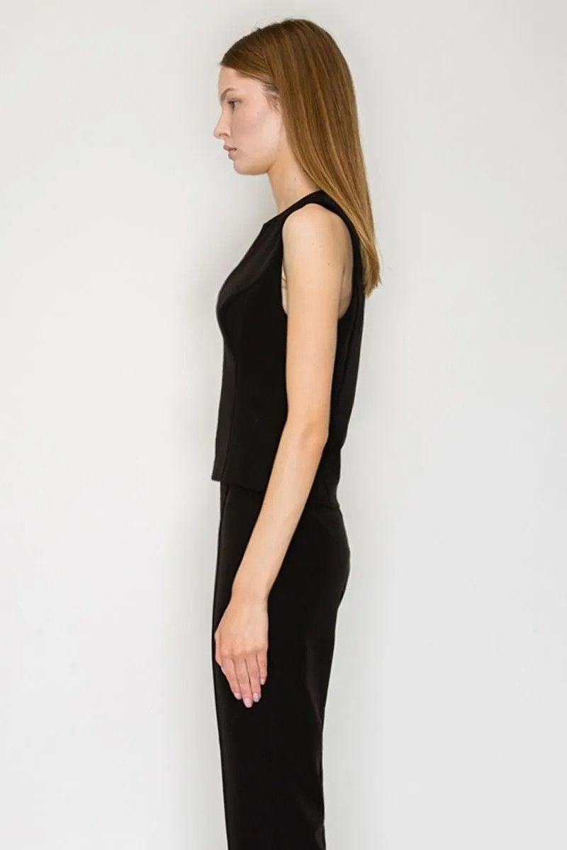 sin mangas blusas color negro