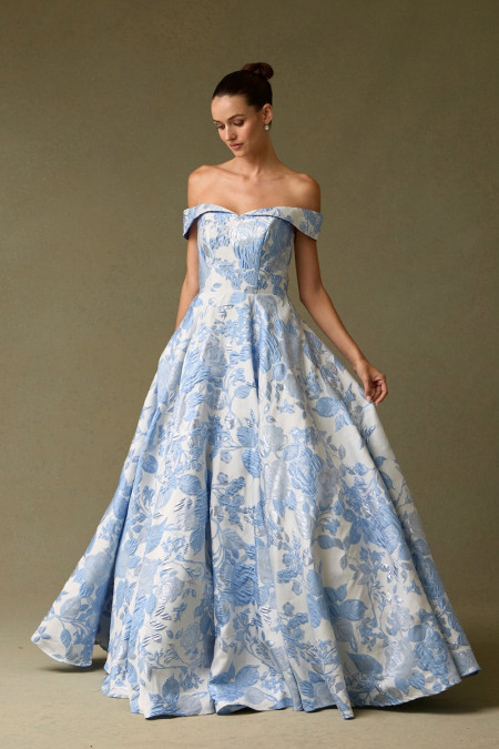 Vestido Celeste en Jacquard