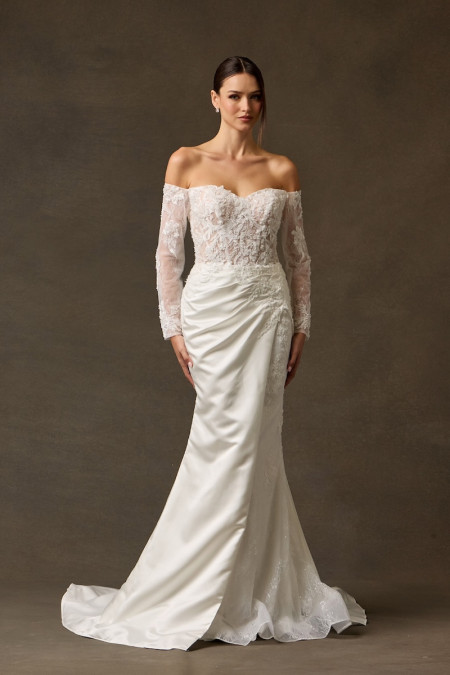 Vestido Blanco Sirena con Mangas