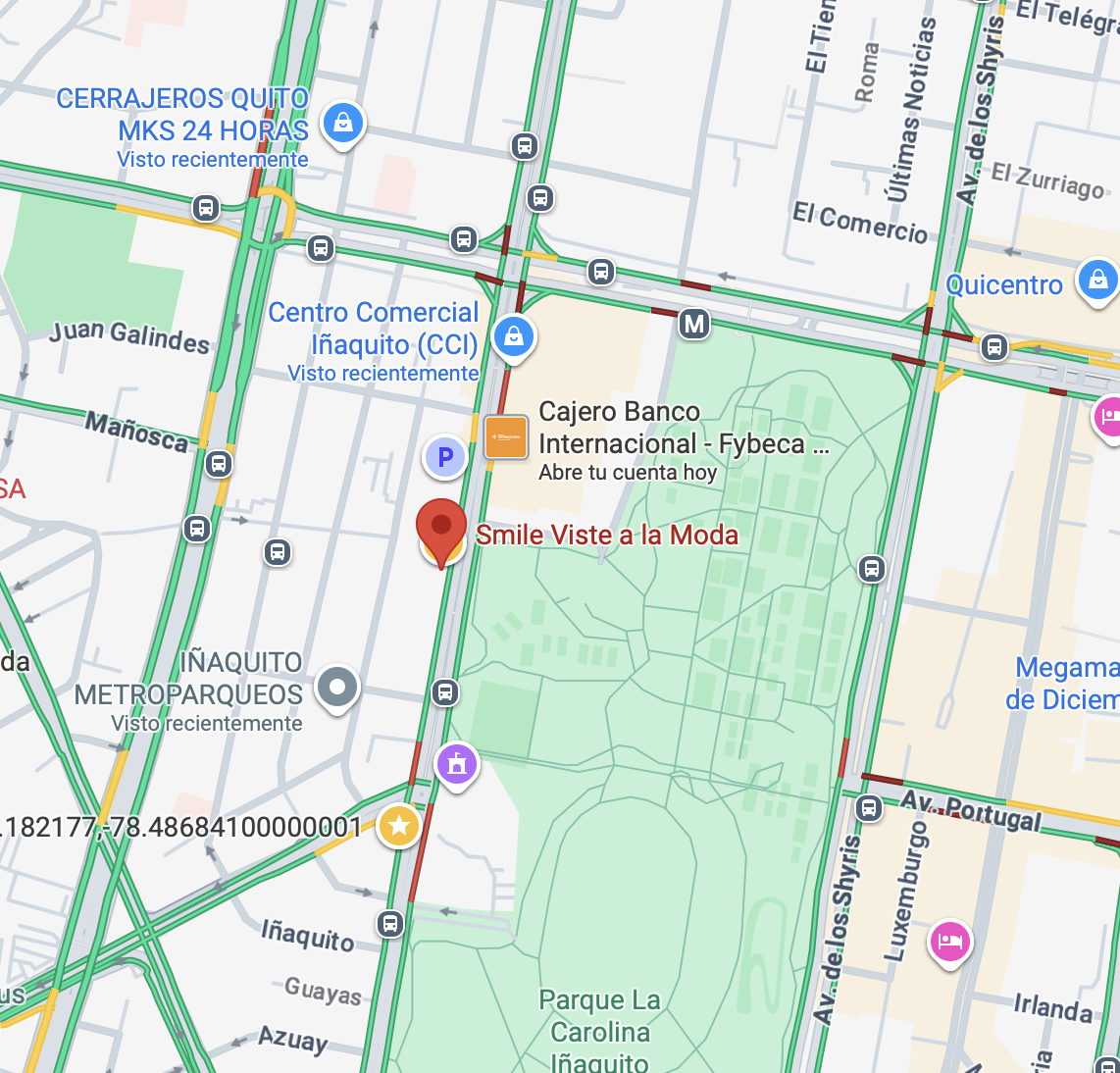 Mapa de la tienda Smile &middot; I&ntilde;aquito, Quito